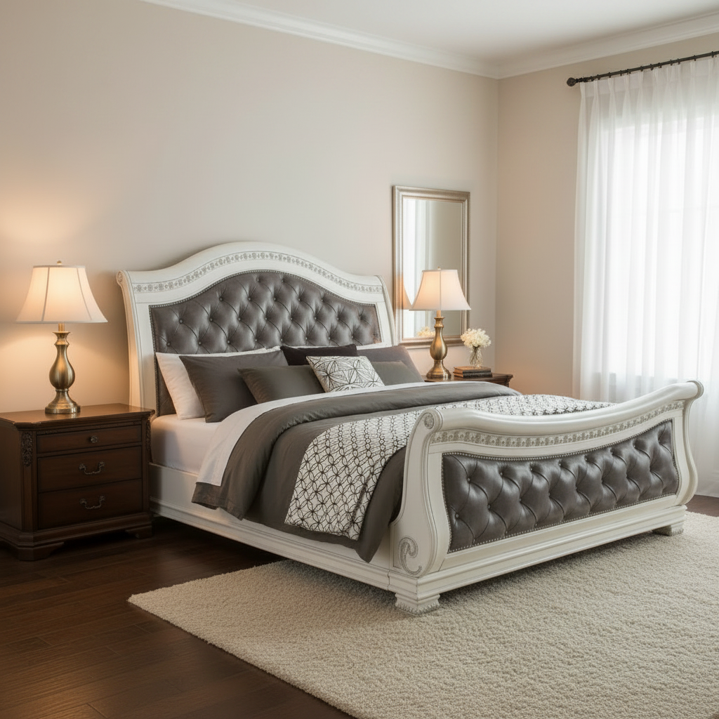 Oasis Home Bianca Upholstered Queen Sleigh Bed