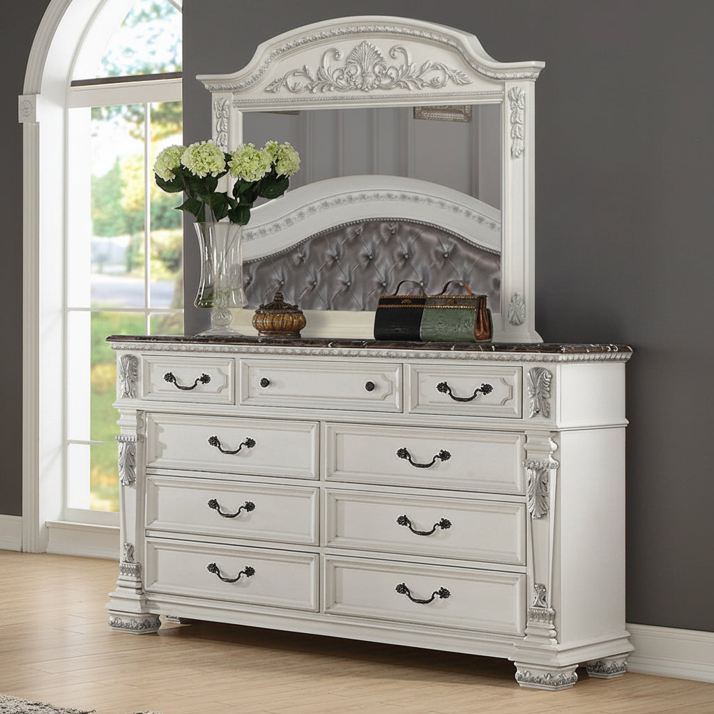 Oasis Home Bianca Marble Top Dresser