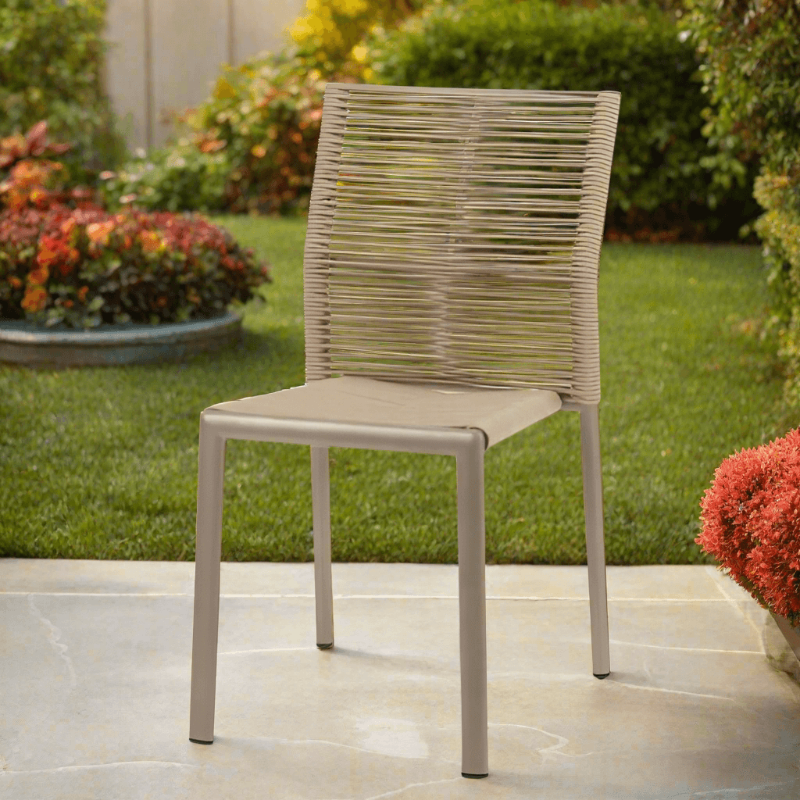 DecoScape Avalon Aluminum Rope Outdoor Dining Side Chair