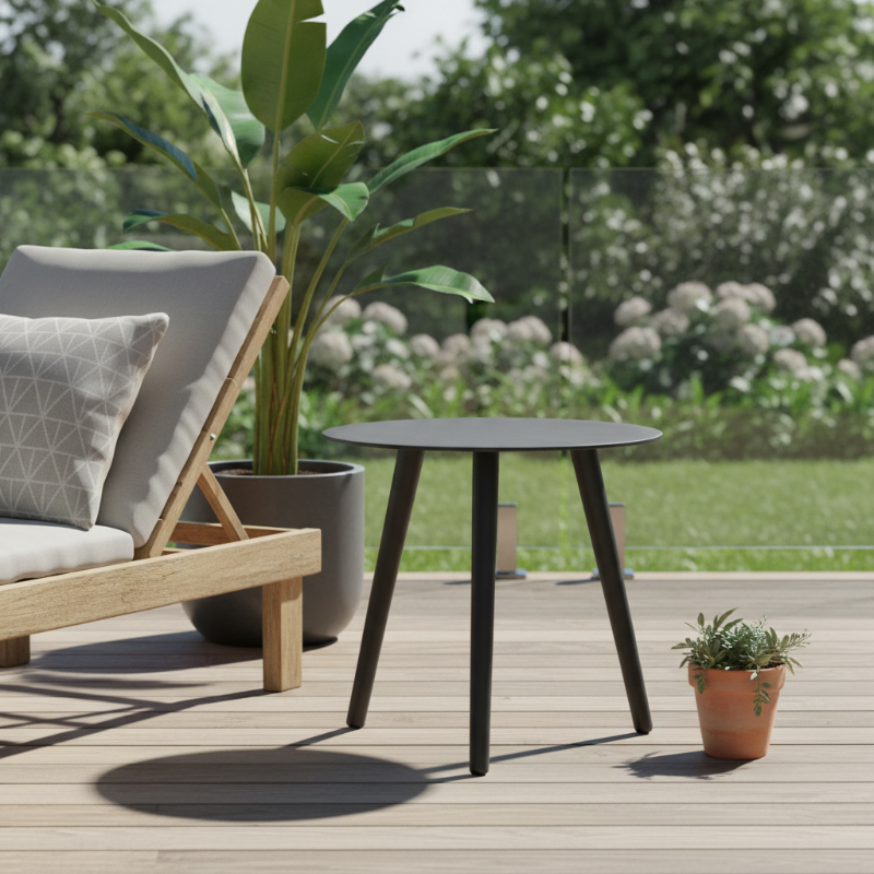 Lloyd Flanders Elba All-Aluminum Frame 17.7" Round Side Table