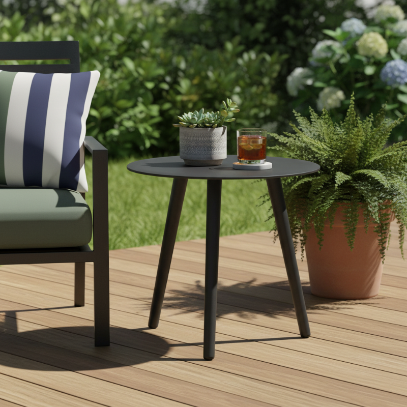 Lloyd Flanders Elba All-Aluminum Frame 17.7" Round Side Table