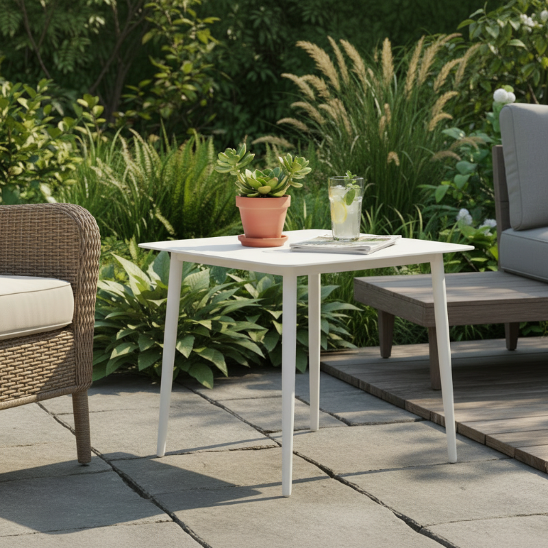 Lloyd Flanders Albany All-Aluminum Frame 23.5” Square End Table