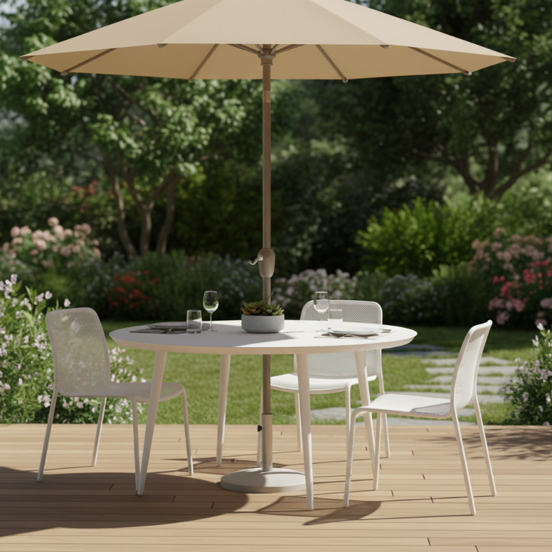 Lloyd Flanders Albany All-Aluminum Frame 59" Round Umbrella Table