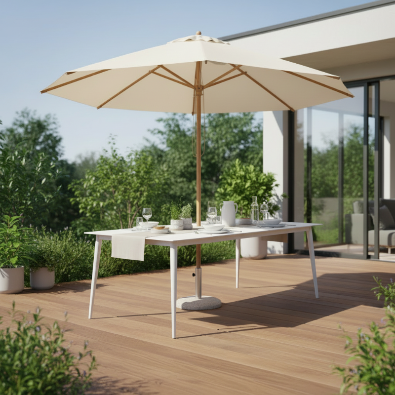 Lloyd Flanders Albany All-Aluminum Frame 86" Rectangular Umbrella Table