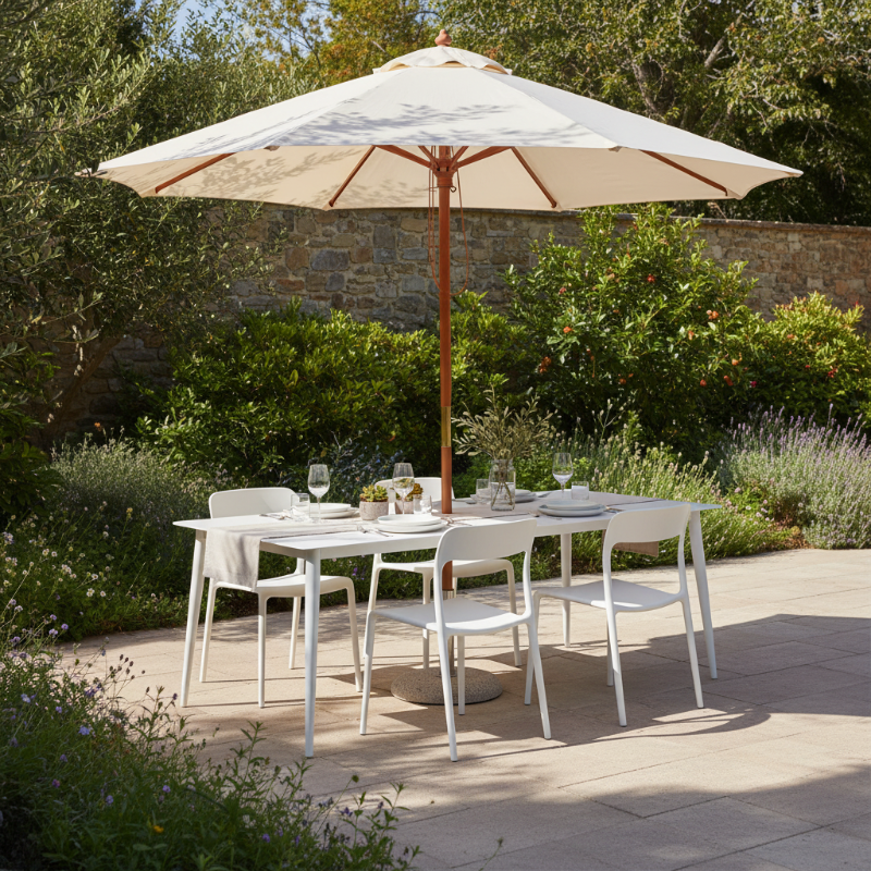 Lloyd Flanders Albany All-Aluminum Frame 86" Rectangular Umbrella Table
