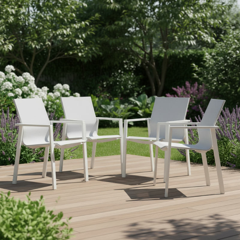 Lloyd Flanders Capri All-Aluminum Frame High Back Dining Chair (Set of 4)