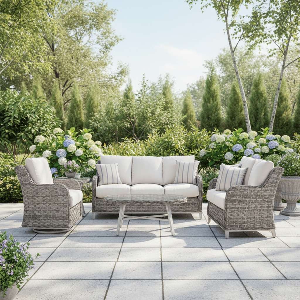 South Sea Rattan Grand Isle Wicker Outdoor 6-Person Patio Set With Glider