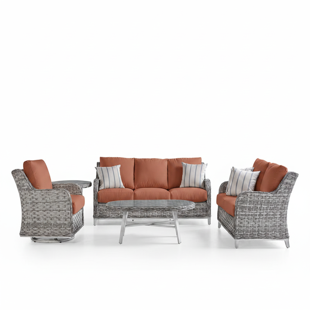 South Sea Rattan Grand Isle Wicker Outdoor 6-Person Patio Set With Glider