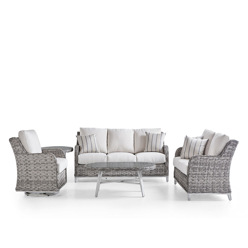 South Sea Rattan Grand Isle Resin Wicker 5 Piece Outdoor Patio Set With Glider