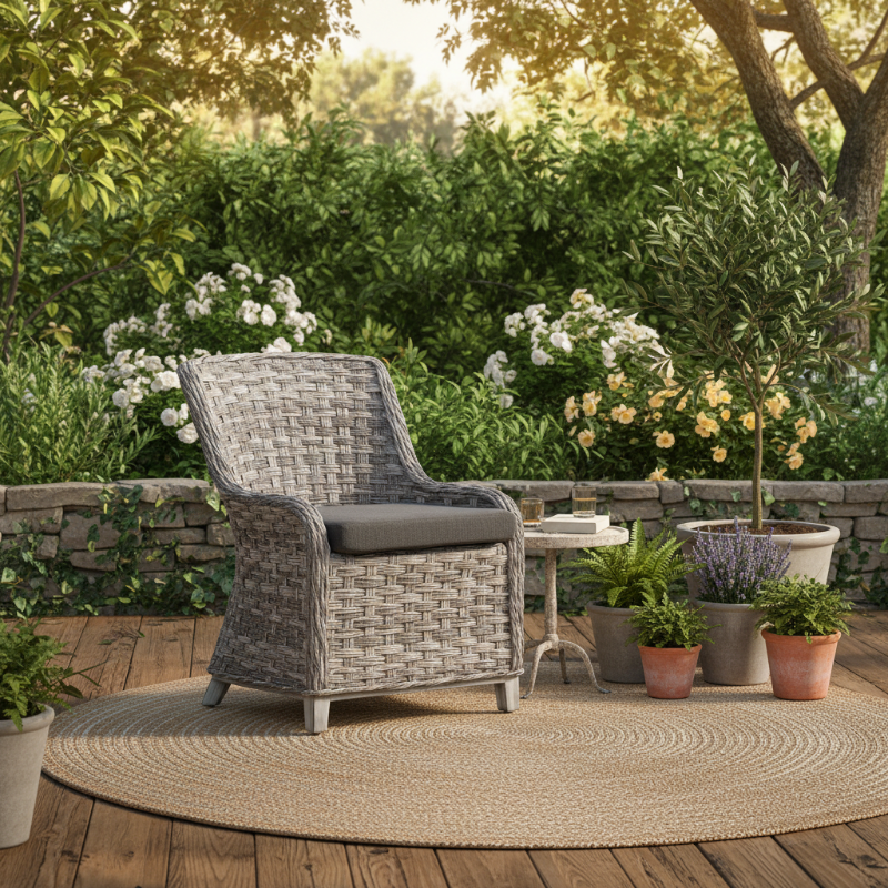 South Sea Rattan Grand Isle Wicker Outdoor Dining Arm Chair
