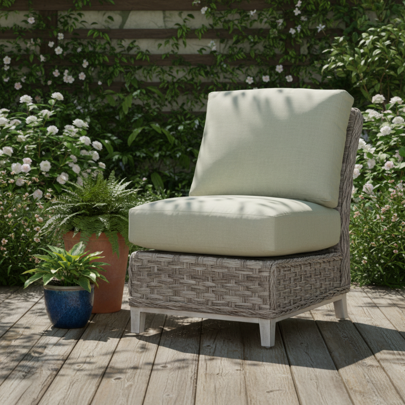 South Sea Rattan Grand Isle Wicker Outdoor Armless Sectional Chair