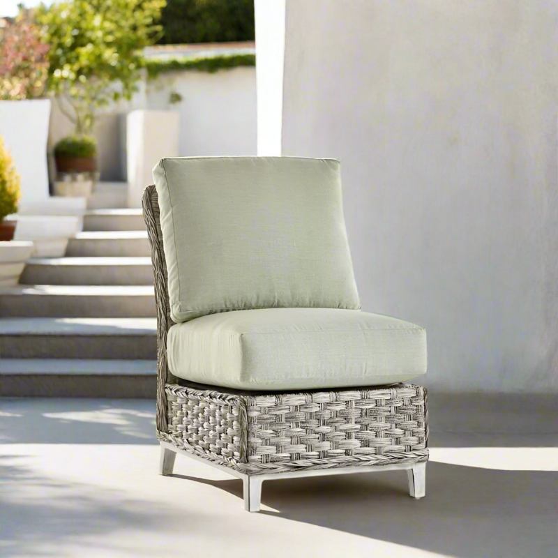 South Sea Rattan Grand Isle Wicker Outdoor Armless Sectional Chair