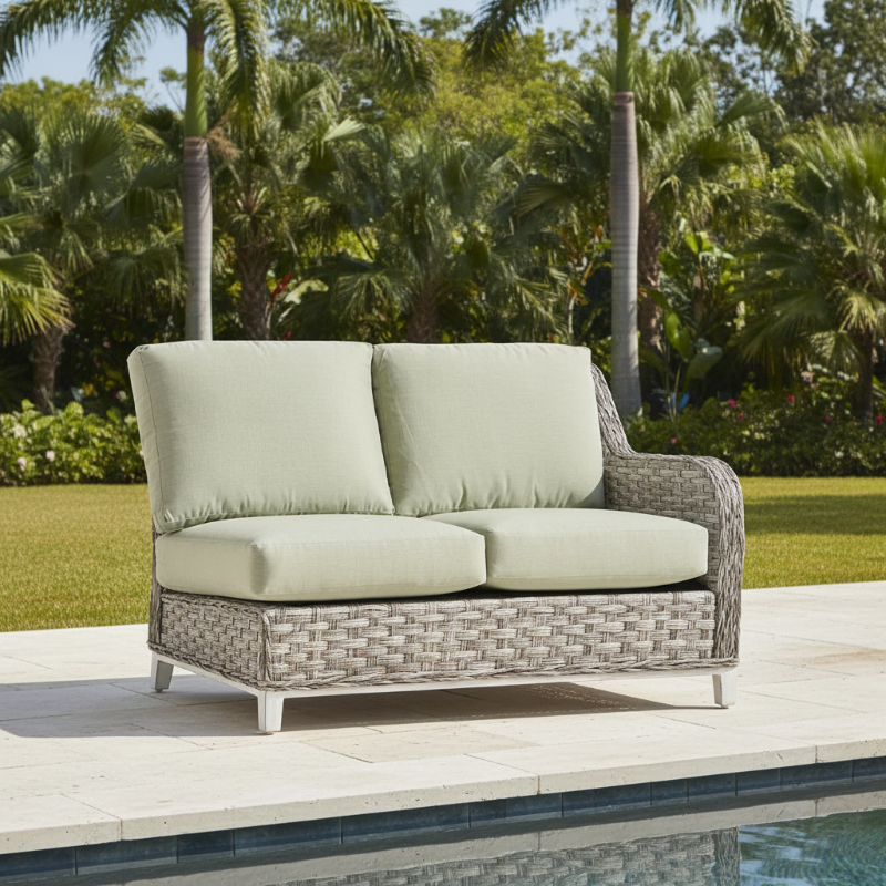 South Sea Rattan Grand Isle Wicker Outdoor Right Arm Facing Loveseat
