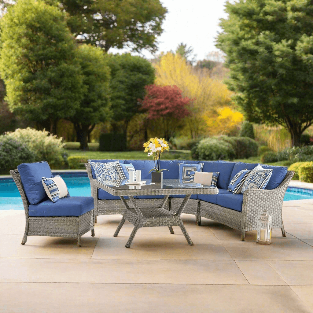 South Sea Rattan Mayfair Wicker Outdoor 6-Person Sectional Sofa Set