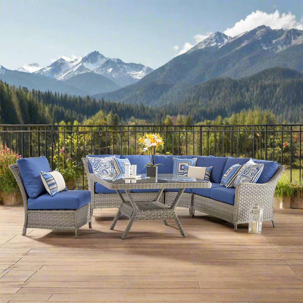 South Sea Rattan Mayfair Wicker Outdoor 6-Person Sectional Sofa Set