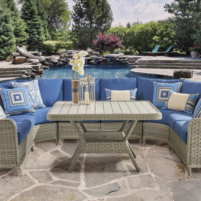 South Sea Rattan Mayfair Dining Chat Table with Glass Top