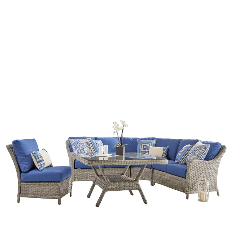 South Sea Rattan Mayfair Wicker Outdoor 6-Person Sectional Sofa Set