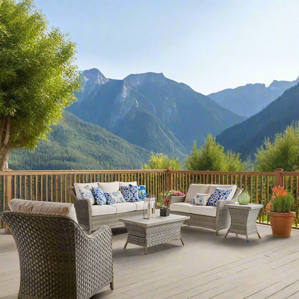 South Sea Rattan Mayfair Wicker Outdoor 6-Person Lounge Set