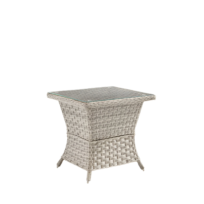 South Sea Rattan Mayfair Wicker Outdoor End Table with Glass Top