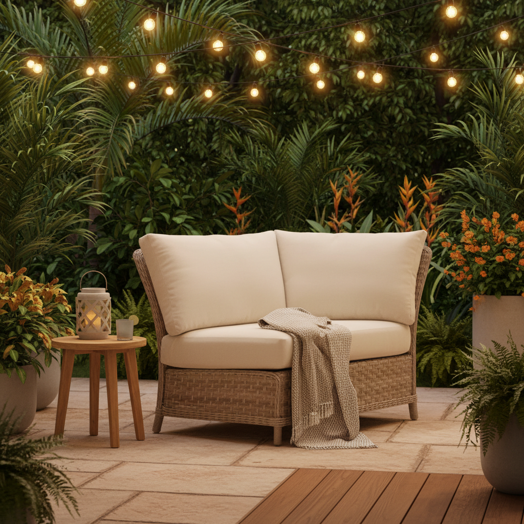 South Sea Rattan Mayfair Wicker Outdoor Sectional Wedge Corner