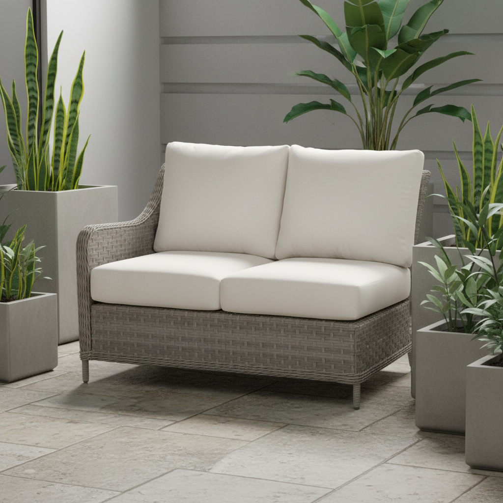 South Sea Rattan Mayfair Wicker Outdoor Left Arm Loveseat