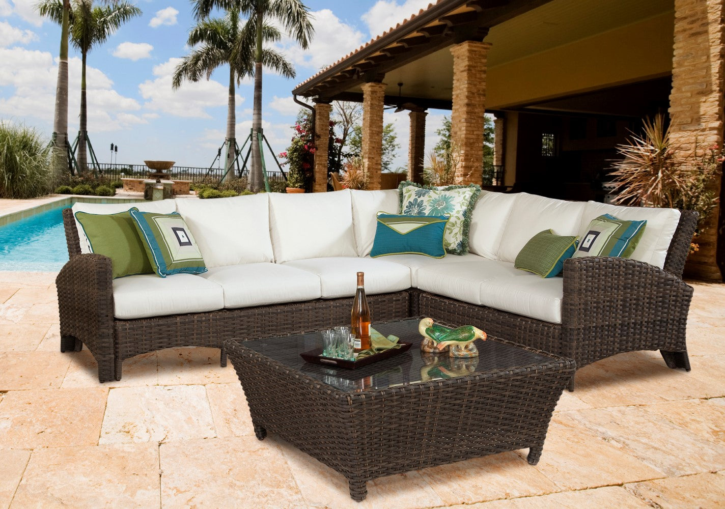 South Sea Rattan Panama Wicker Right Arm Facing Sofa