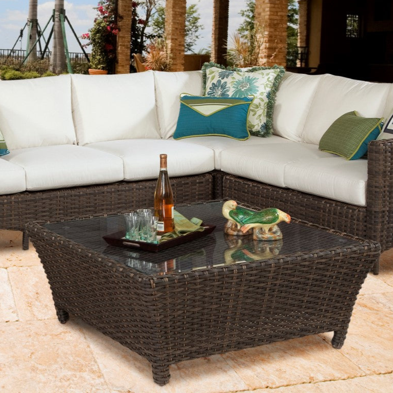 South Sea Rattan Panama Wicker Outdoor Square Chat Table