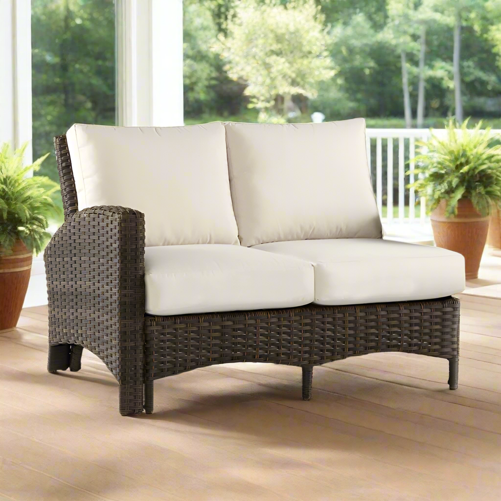 South Sea Rattan Panama Wicker Outdoor Left Arm Facing Loveseat