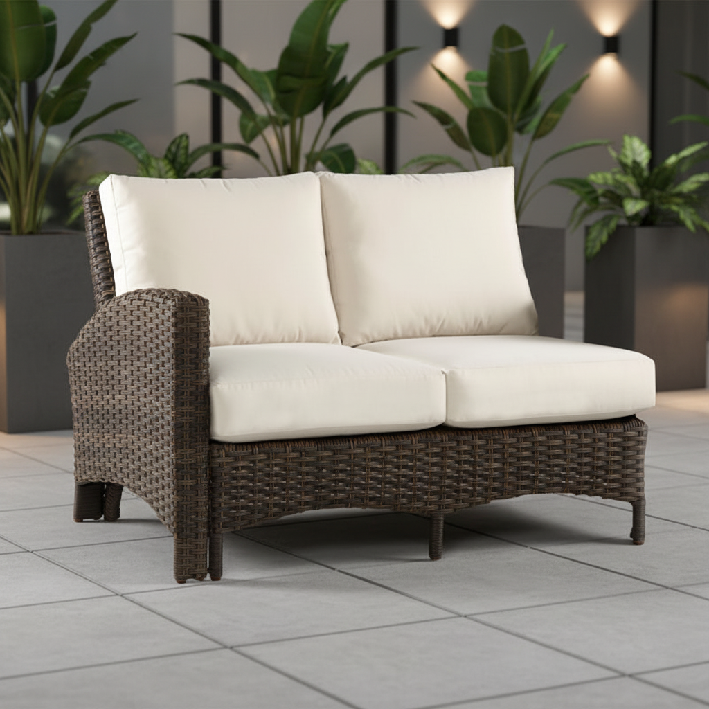 South Sea Rattan Panama Wicker Outdoor Left Arm Facing Loveseat