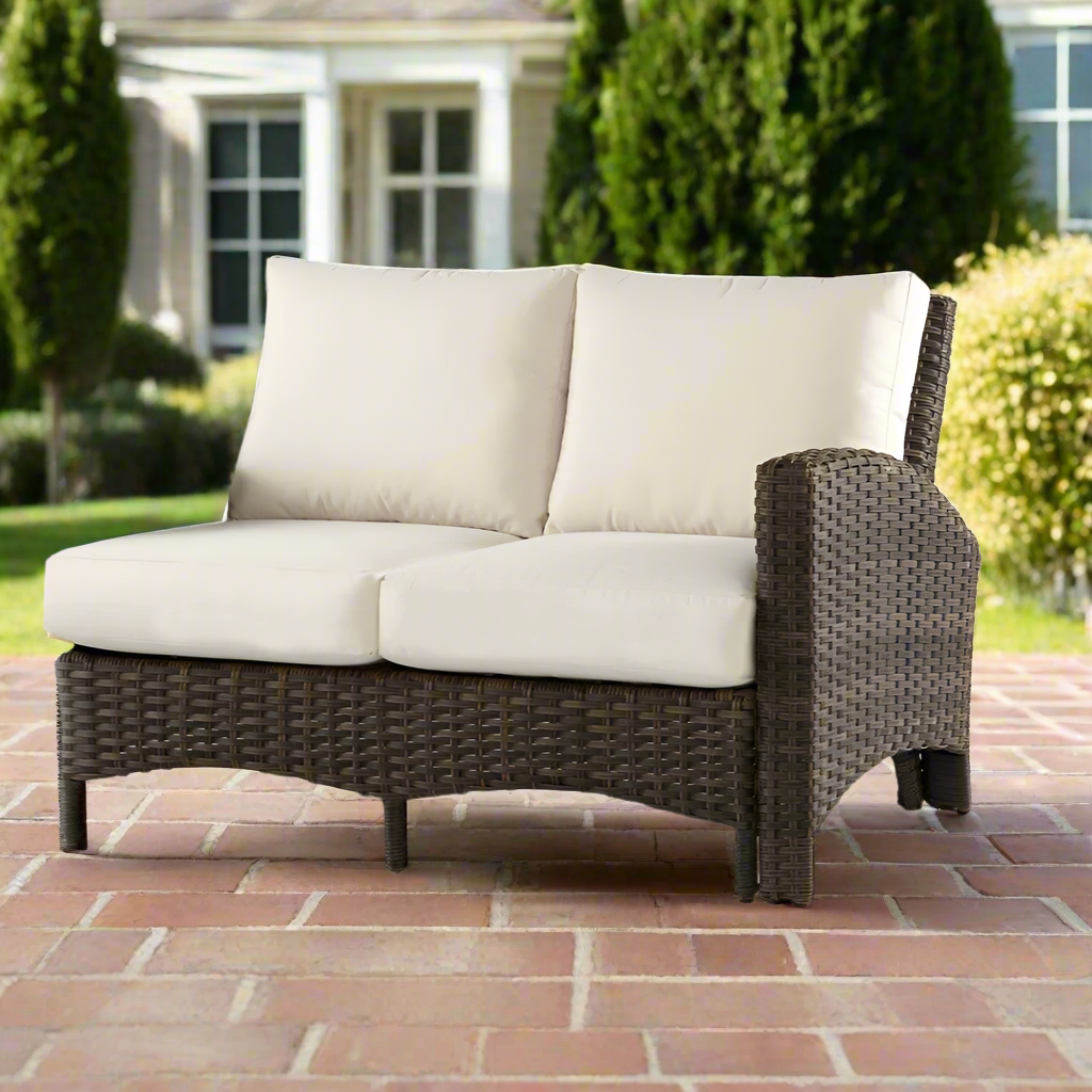 South Sea Rattan Panama Wicker Outdoor Right Arm Facing Loveseat