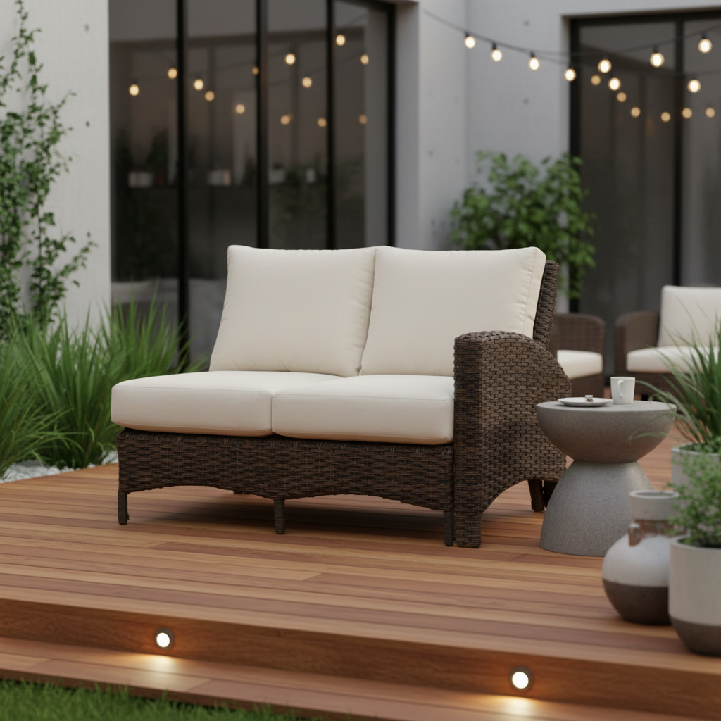 South Sea Rattan Panama Wicker Outdoor Right Arm Facing Loveseat