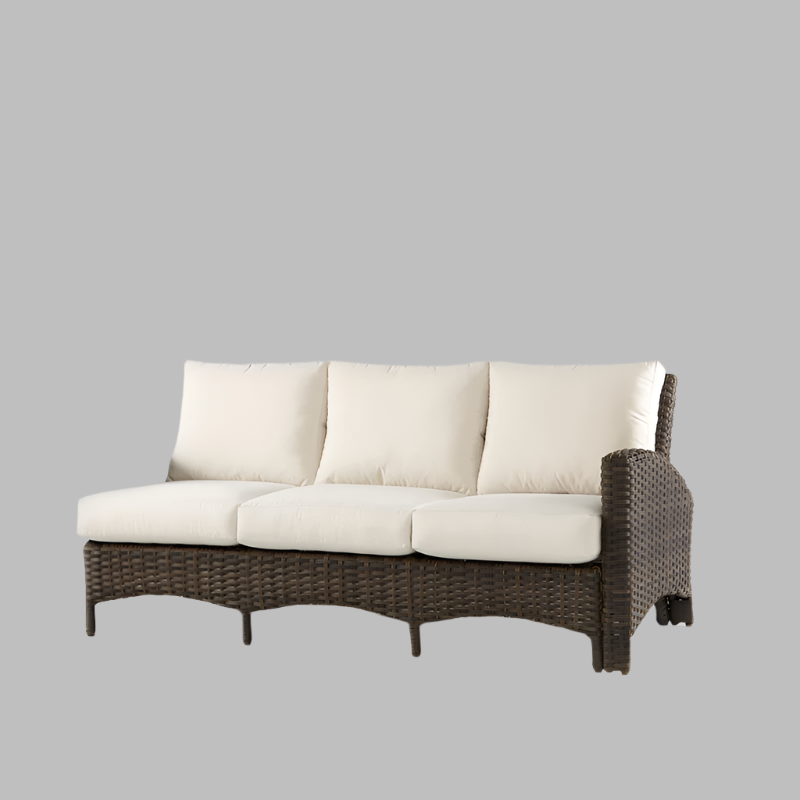 South Sea Rattan Panama Wicker Outdoor Right Arm Facing Sofa