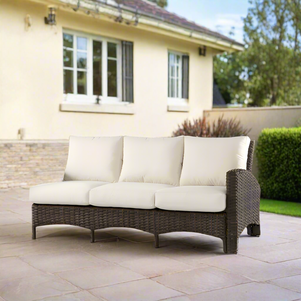 South Sea Rattan Panama Wicker Outdoor Right Arm Facing Sofa