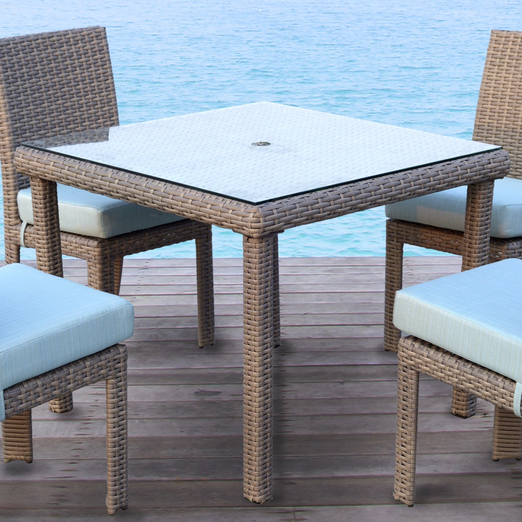 South Sea Rattan Saint Tropez Outdoor Wicker Square Dining Table