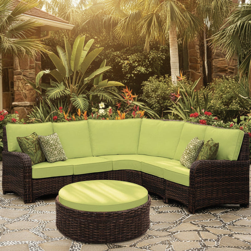 South Sea Rattan Saint Tropez Wicker Outdoor 5-Person Sectional Set
