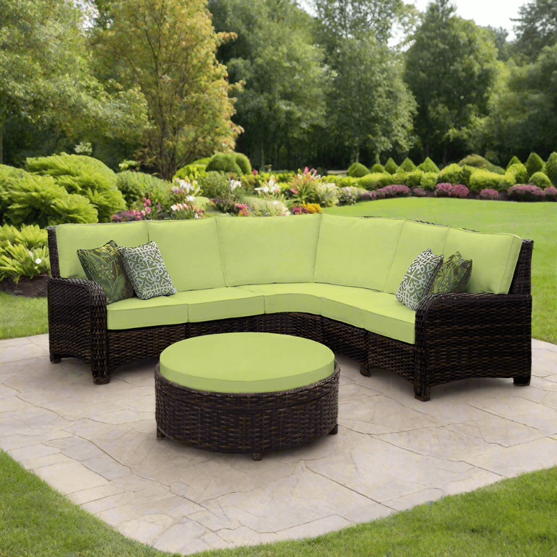 South Sea Rattan Saint Tropez Wicker Outdoor 5-Person Sectional Set