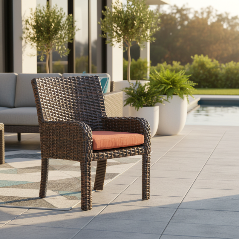 South Sea Rattan Saint Tropez Wicker Outdoor Dining Armchair