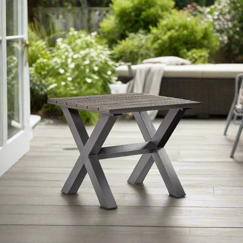 South Sea Rattan Kingston Aluminum Outdoor X-Base End Table