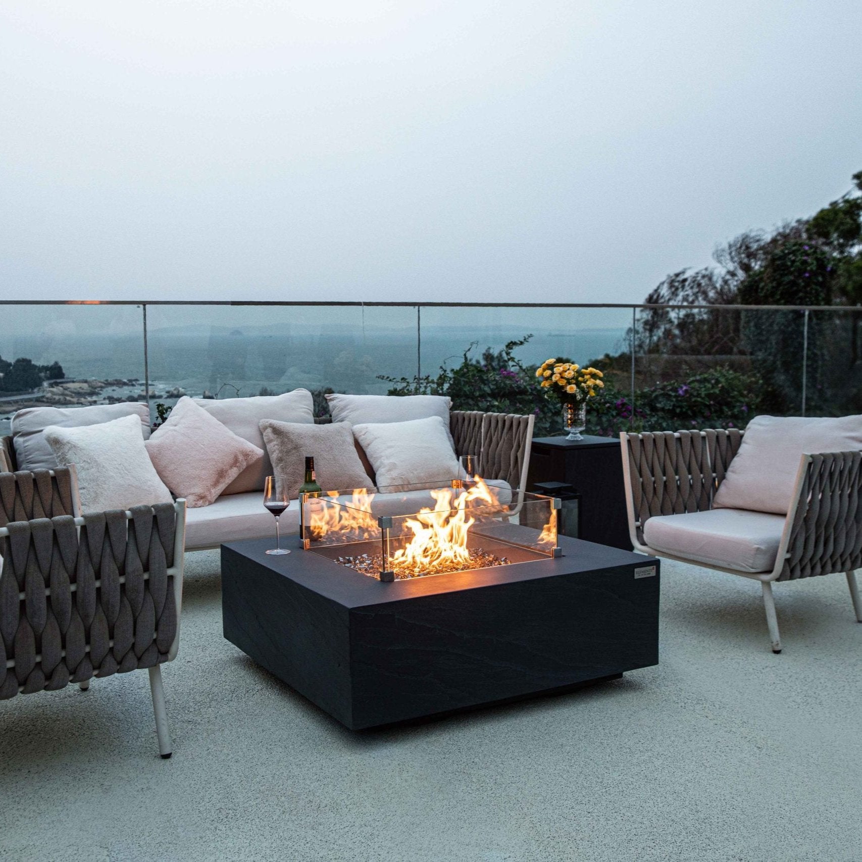 Elementi Plus Roraima GFRC Outdoor Fire Pit Table
