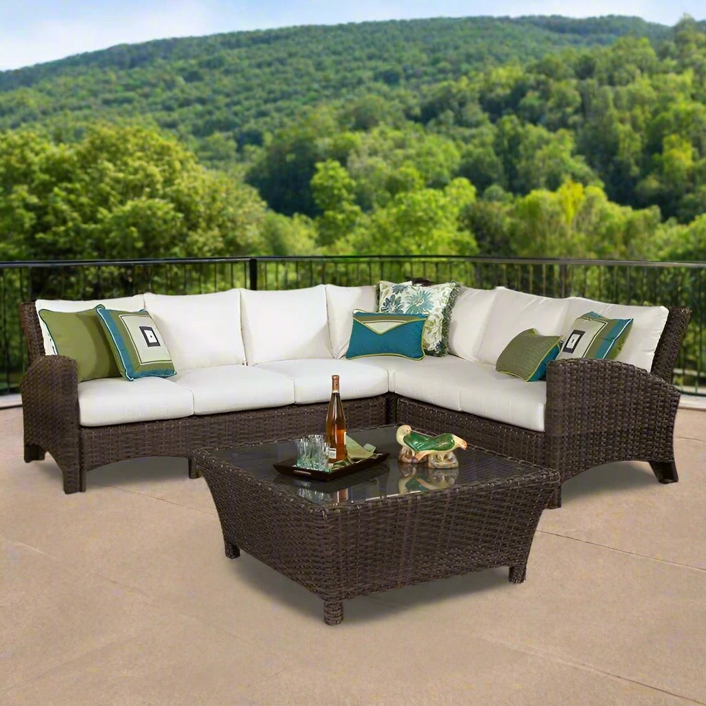 South Sea Rattan Panama Resin Wicker Sectional Set