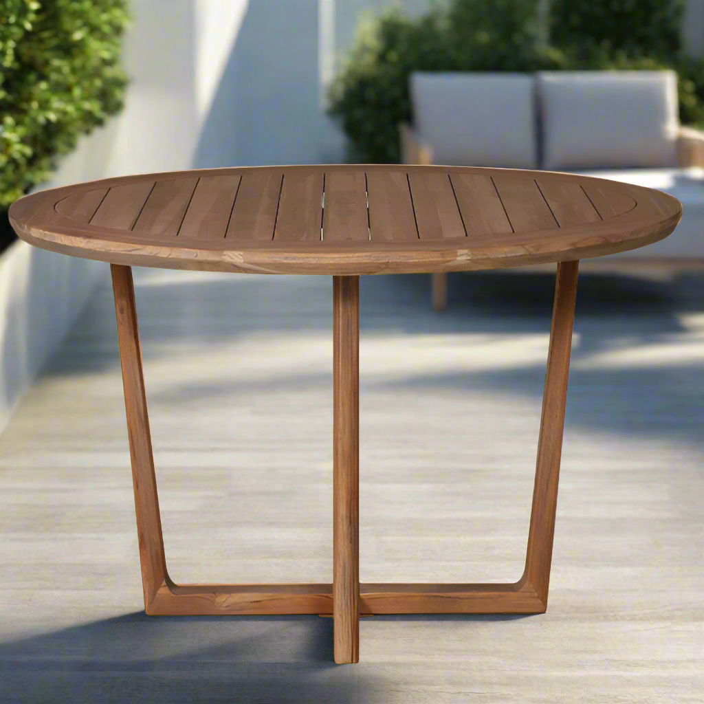 Lloyd Flanders Tobago 84" Oval Teak Dining Table (Sled Base)