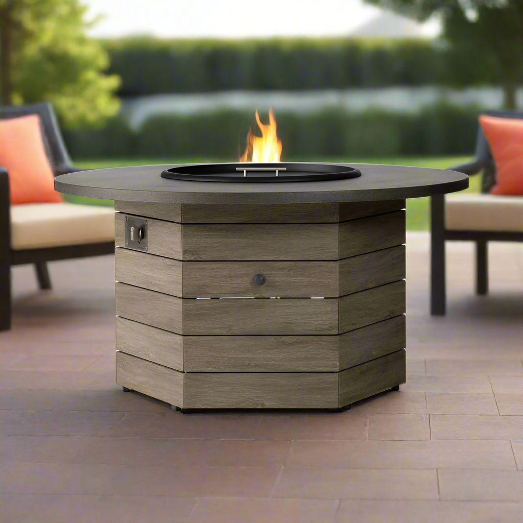 Lloyd Flanders Frontier Aluminum Outdoor 48" Hexagonal Fire Table