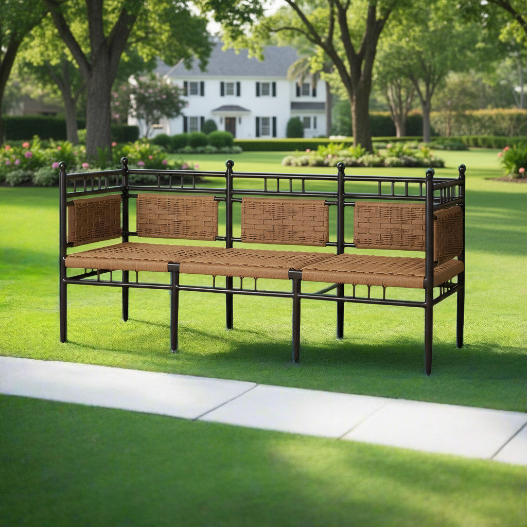 Lloyd Flanders Low Country Woven Vinyl Outdoor Garden Bench