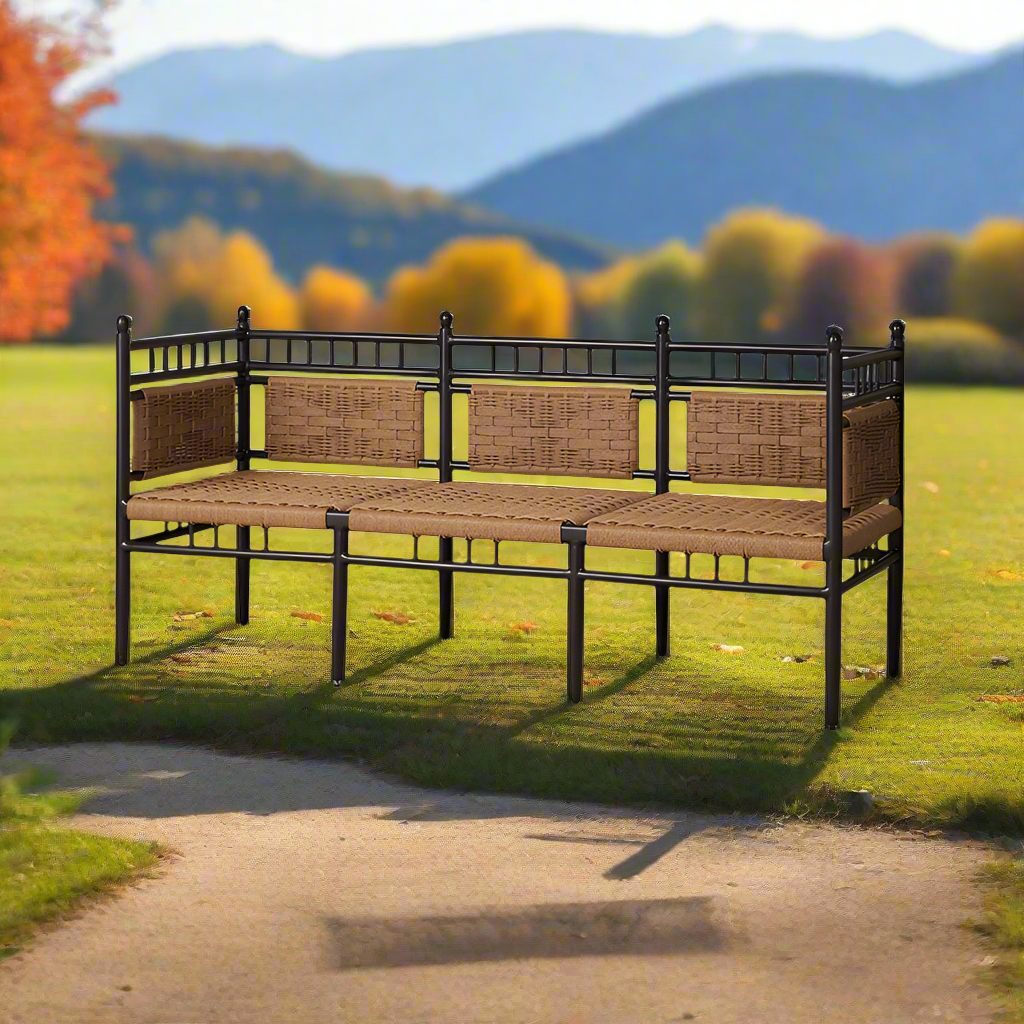 Lloyd Flanders Low Country Woven Vinyl Outdoor Garden Bench