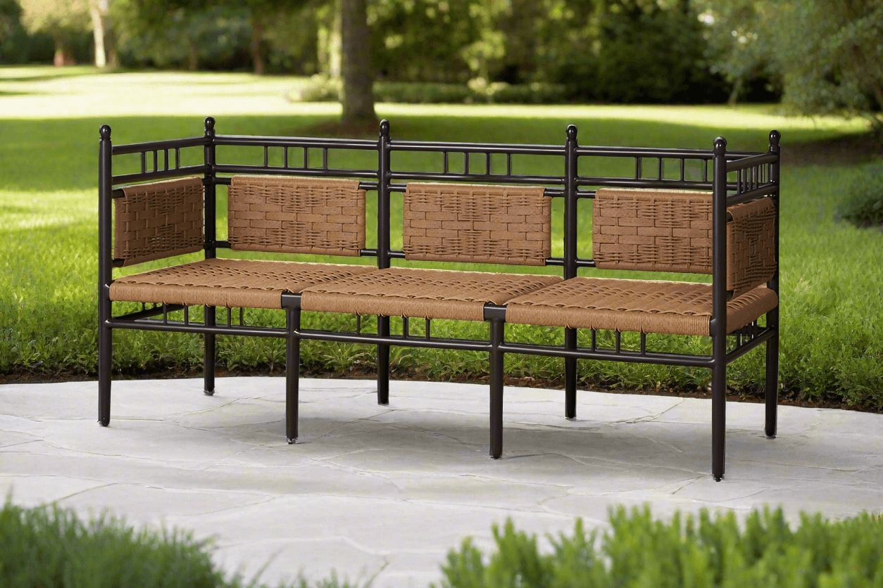 Lloyd Flanders Low Country Woven Vinyl Outdoor Garden Bench
