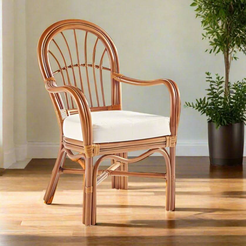 South Sea Rattan Palm Harbor Rattan Indoor Dining Arm Chair
