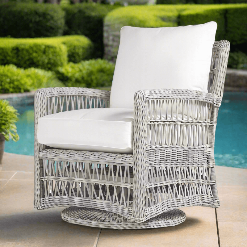 Lloyd Flanders Mackinac Woven Vinyl Outdoor Swivel Glider Lounge Chair