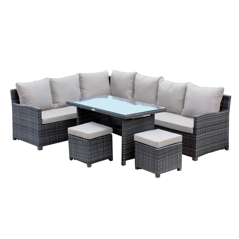 Hospitality Rattan Spectrum Wicker Outdoor 6-Person Sectional Lounge Set with Cushions
