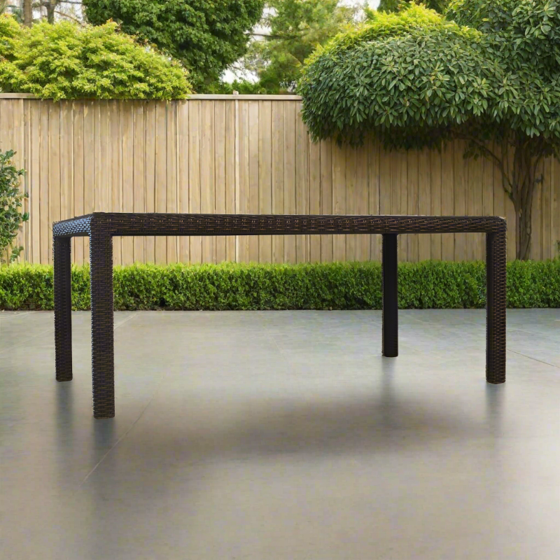 Lloyd Flanders Mesa Woven Vinyl Outdoor 72" Rectangular Umbrella Dining Table