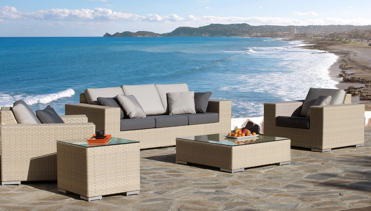 Hospitality Rattan Rubix 5 PC Deep Seating Set with Cushions